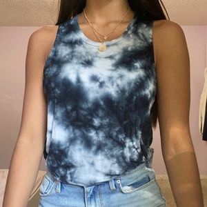 dark blue tie-dye tank top